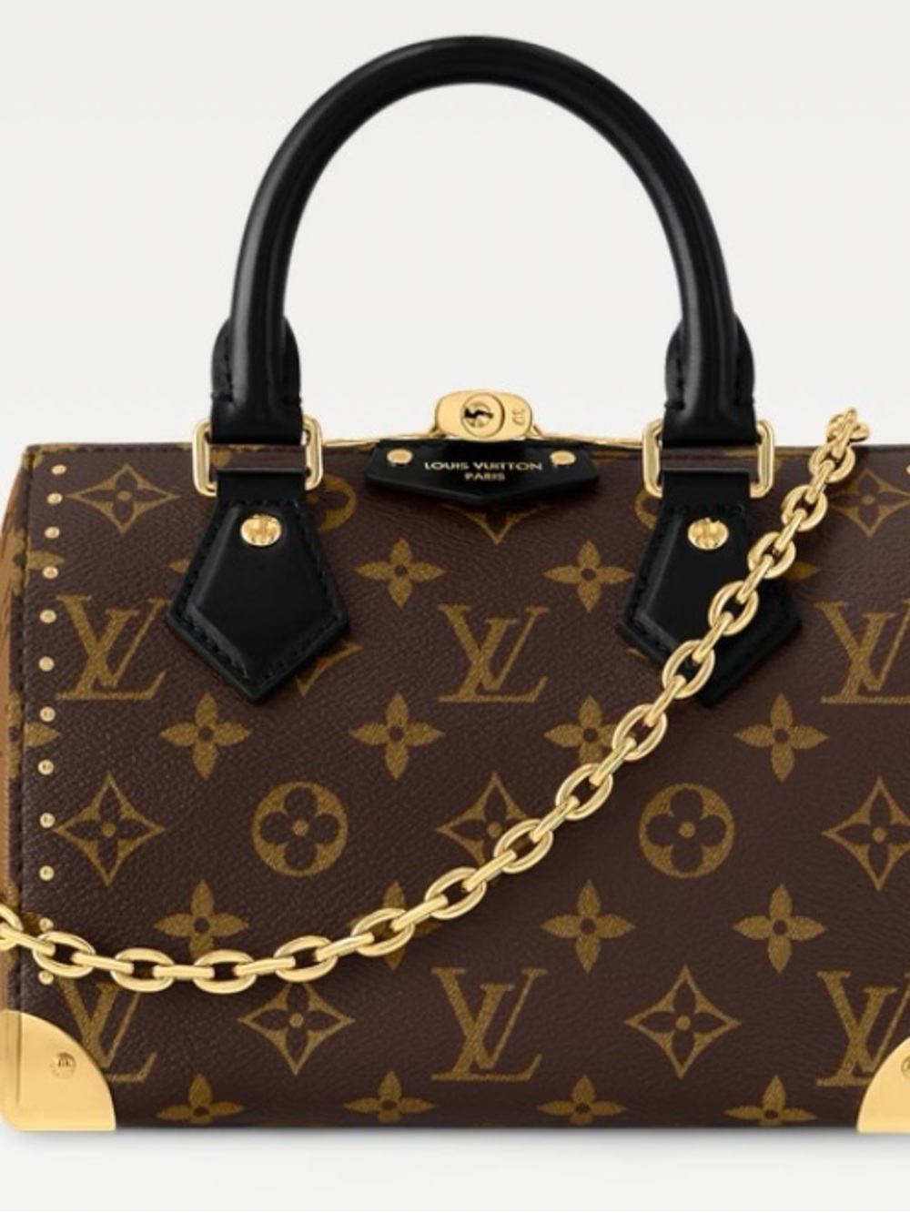 Louis Vuitton Brown Monogram Canvas with Black Leather Trim Satchel - Picture 2 of 4